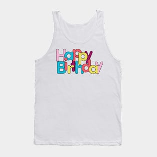 Colorful Happy Birthday with Black Stroke Tank Top